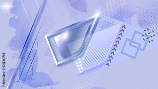 Fototapeta Abstract Blue Design with Geometric Shapes and Soft Background