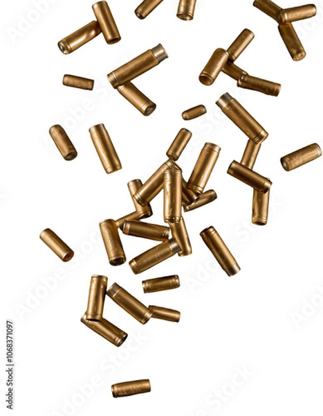 Obraz Falling Bullet Casings on Transparent Background, png, Ai generated Images