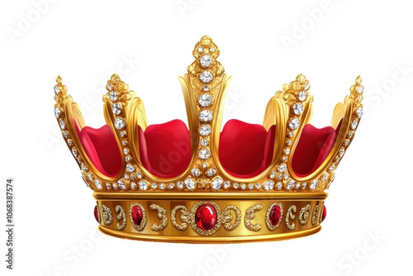 Fototapeta Hand-drawn sketch of an ornate king's crown with red and gold details