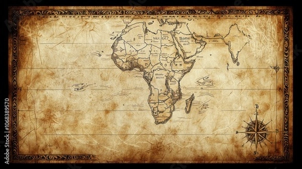 Obraz Explore the joyful spirit of a monkey on an ancient african map with hand-drawn details and gigapixel textures