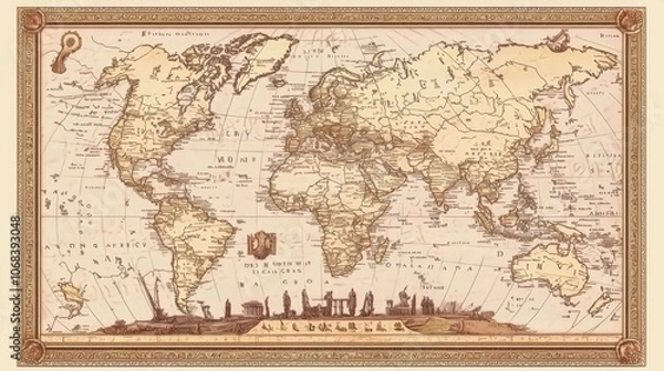 Obraz Explore the joyful journey of ancient world empires through a decorative map