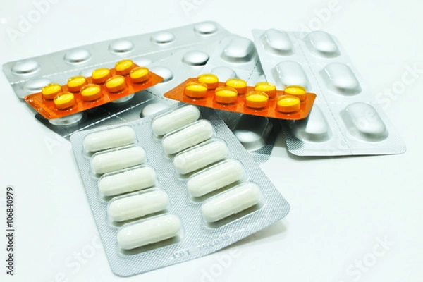 Fototapeta Drugs in Package Isolated on the White Background