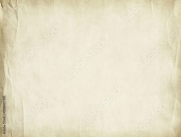 Fototapeta Blank white paper texture background with soft creases and subtle folds, lightly worn edges for an aged, vintage feel 