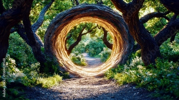 Fototapeta Enchanted Forest Pathway Through Magical Trees