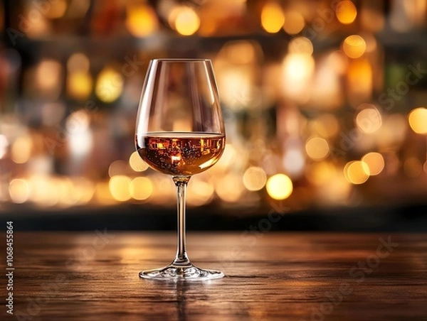 Fototapeta Japanese whisky glass with amber glow on dark bar, blurred spirits in background, soft light, sophisticated and intimate tasting moment