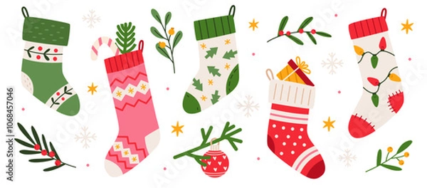 Obraz Set of colorful christmas socks