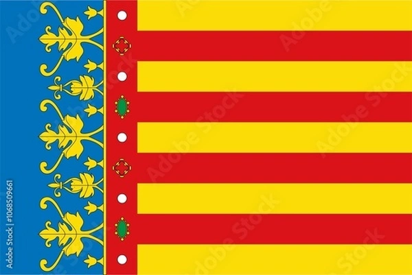 Obraz Bandera de la Comunidad Valenciana con los elementos heraldicos