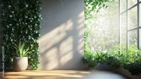 Fototapeta Sunlit Indoor Greenery Scene