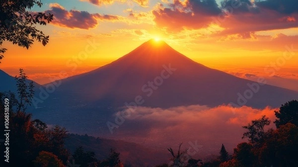 Fototapeta Stunning Volcanic Sunset