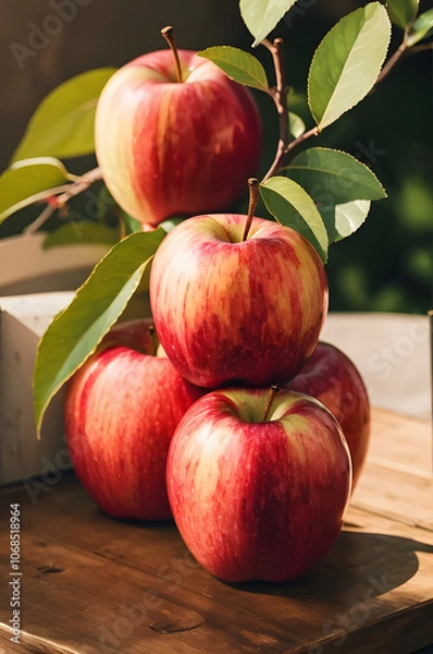 Obraz apples on a wooden table