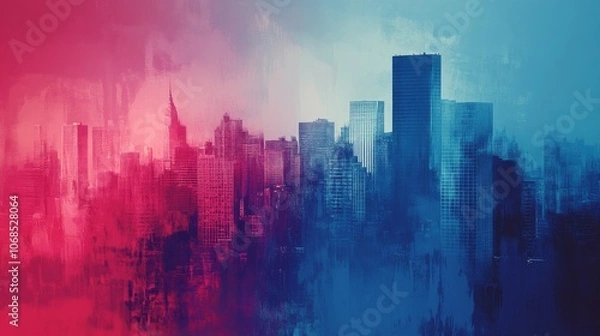 Fototapeta Abstract Cityscape in Dual Tones