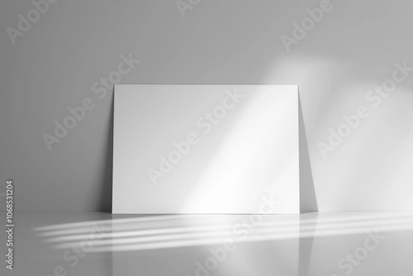 Fototapeta Minimalistic blank mockup with soft shadows on a white and gray background