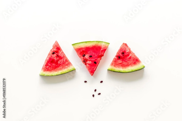 Obraz Fresh watermelon on white background top view