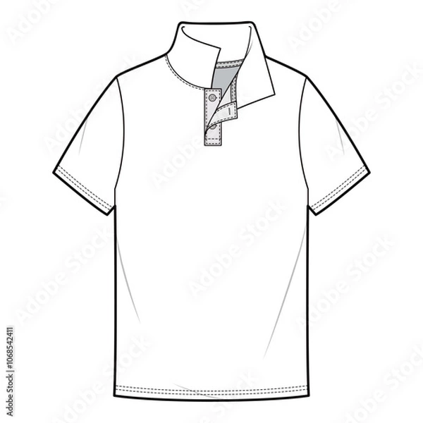 Obraz Men's Henley Shirt, Flat Sketch, Technical Drawing

