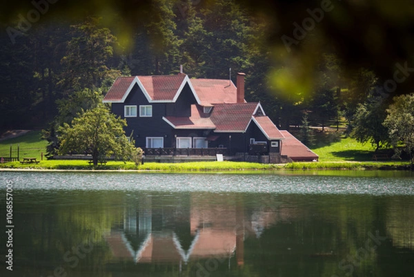 Fototapeta A national park in Turkey (bolu goöcük) lake house within the national park. Does not require property rights.