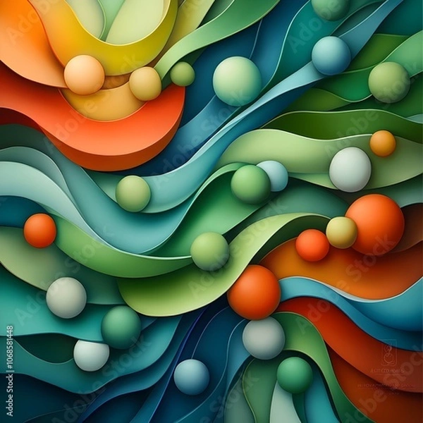 Fototapeta Colorful abstract composition showcasing the dynamic patterns and vibrant hues of Acutodesmus obliquus microalgae cells captured in the style of a modern geometric botanical