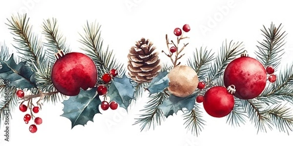 Fototapeta  Pine Cone and Berries on a Garland