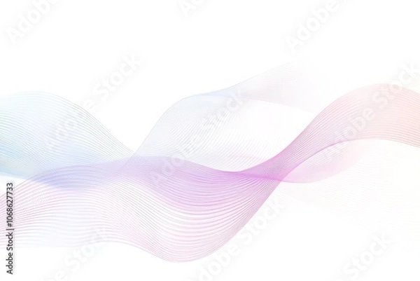 Fototapeta Flowing pink and blue gradient wavy lines on white.