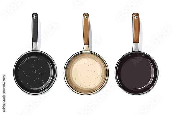 Fototapeta Three Different Types of Cookware Illustrations