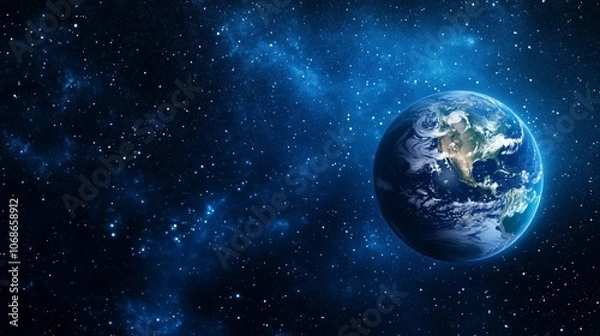 Obraz An earth using only blue tones on a dark background.