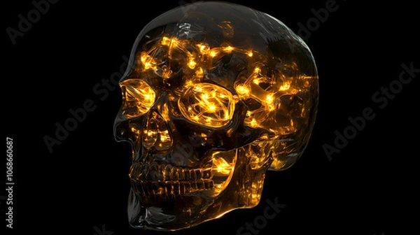 Fototapeta Glowing Neural Activity in Transparent Skull