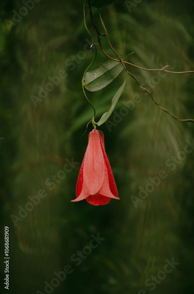 Obraz Minimal red flower in a forest