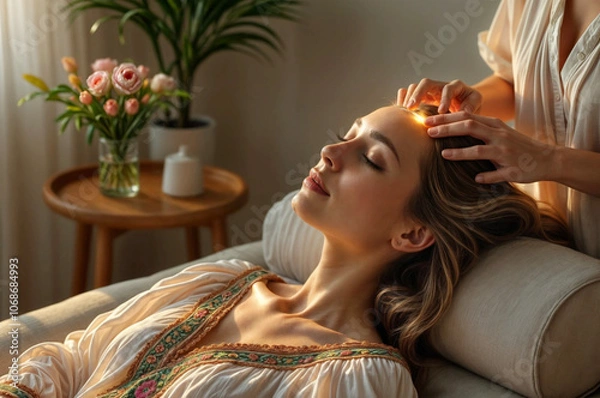 Obraz Access Bars - Energy healing session - Reiki -AI generated