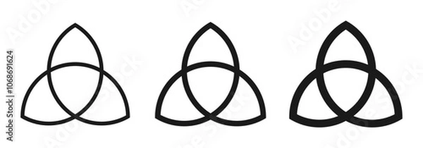 Fototapeta Triquetra symbol. Celtic trinity knot sign. Viking and pagan logo label. Christianity holy trinity. Vector illustration image.