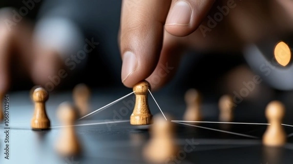 Obraz ビジネスにおける戦略のつながり：盤上で手を動かすポーン