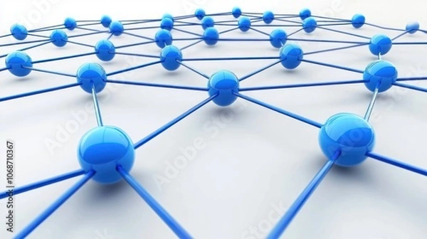 Fototapeta A network of interconnected blue spheres, representing connections, relationships, and communication.