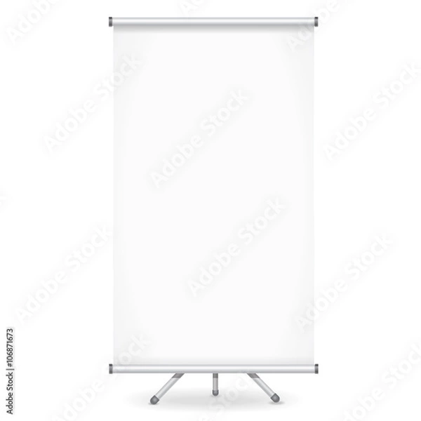 Fototapeta Blank roll up banner display on white background