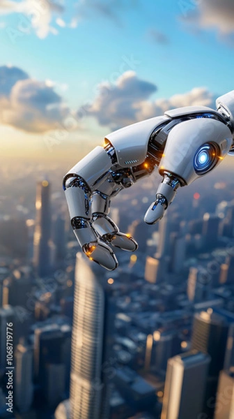 Obraz Innovative autonomous robots enhance urban infrastructure and skyline
