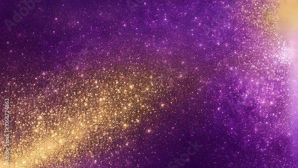 Fototapeta Holographic gold shifting into a gradient of deep purple with shimmering light reflections sweeping, AI Generated