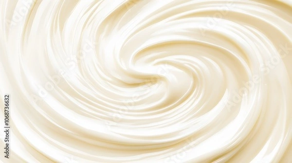 Fototapeta Smooth swirl of creamy white texture in a close-up view.