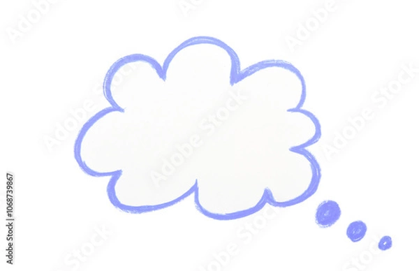 Fototapeta Hand drawn empty cloud speech bubble shape color pencil on transparent background for design in your work business concept.