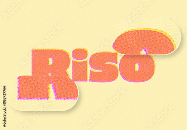 Fototapeta Risograph Retro Text Effect Mockup.psdt