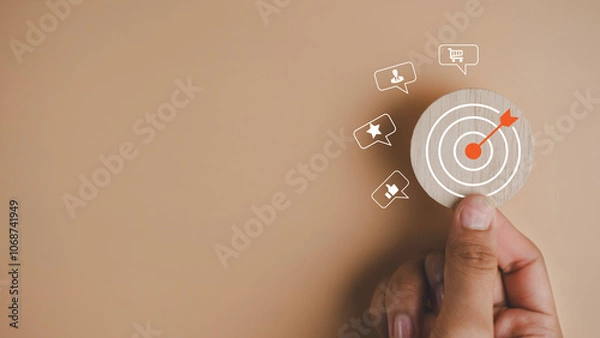 Fototapeta Business Implementation Strategy. Driving Growth and Success,  Creative processes, targeted marketing, and financial planning with arrows toward future corporate success and strategic goals.