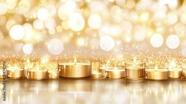 Obraz Elegant Gold Candles for New Year Celebration