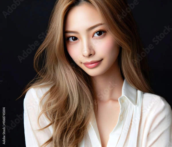 Fototapeta 白いブラウスの美女