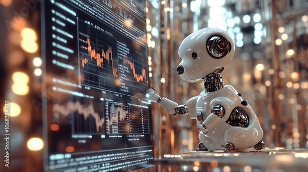 Fototapeta Digital Dog and Interactive Data Display