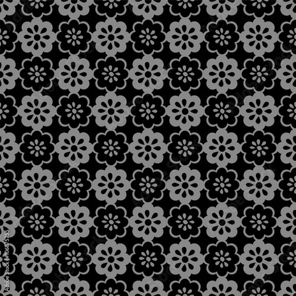 Fototapeta Elegant dark antique background image of round cross flower frame