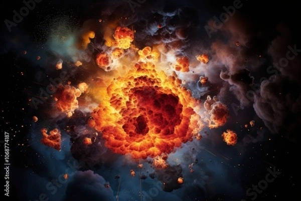 Fototapeta Fiery explosion in space