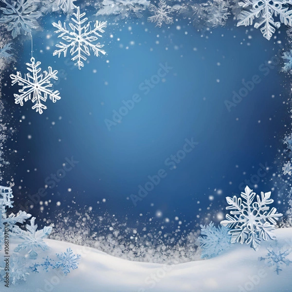 Obraz Blue Winter Background with snowflakes