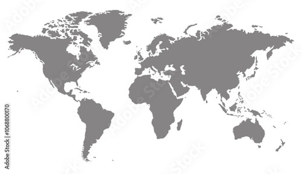 Obraz Grey blank vector world map