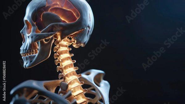 Fototapeta Human Skeleton with Detailed Anatomy of the Skeletal System and Bone Structure