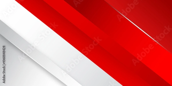 Fototapeta Red and white modern abstract background design.