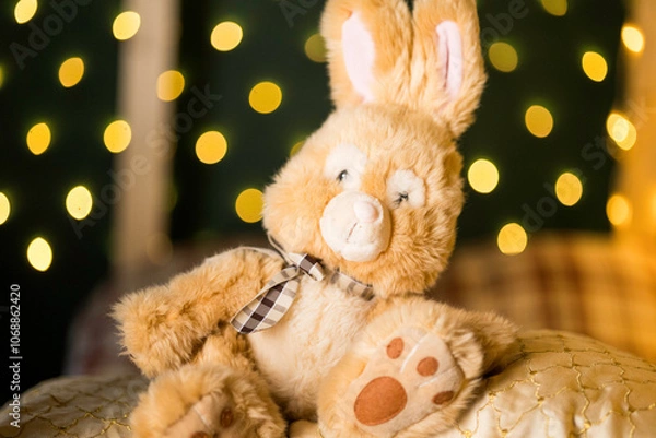 Fototapeta Conejo de peluche en Navidad