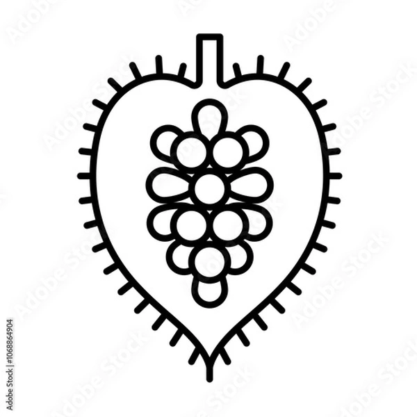 Obraz Roucou, line icon. Annatto seeds, bixa orellana. Achiote tree fruit in open way. Organic source in cosmetology - Roucou oil. Linear icon, editable strokes. 