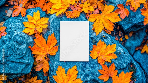 Fototapeta Empty White Objects Mockups with Fall - Autumn Environment - Logo and Graphics Placement