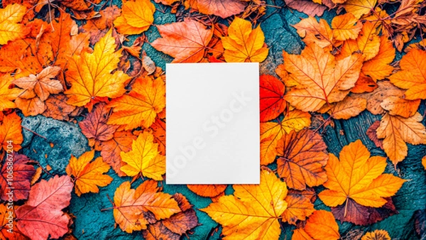 Fototapeta Empty White Objects Mockups with Fall - Autumn Environment - Logo and Graphics Placement